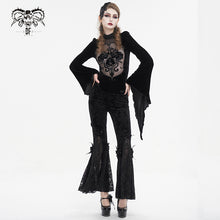 Load image into Gallery viewer, EPT01401 Black Gothic velveteen embossed flared pants