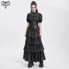 Load image into Gallery viewer, SKT233 Punk distressed long tiered skirt