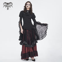 Load image into Gallery viewer, SHT113 Textured wool patchwork Queen's mesh stand-up collar one-piece long-sleeved shirt