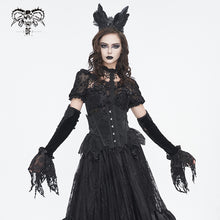 Load image into Gallery viewer, GE035 velvet and embroidered velvet palace flower mesh mid-length women sleeves