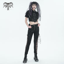 Load image into Gallery viewer, PT210 punk ripped mesh lace up trousers