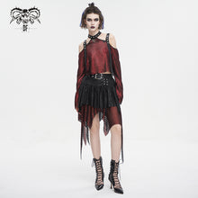 Load image into Gallery viewer, SKT18002 black and red a line Small skirt with irregular hem