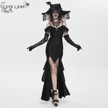 Load image into Gallery viewer, ESKT07601 Black Gothic Off-Shoulder Fishtail Dress