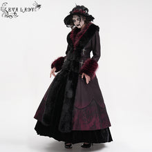 Load image into Gallery viewer, ECT016 thick warm gothic fur Black and red gradient nylon wool long coat