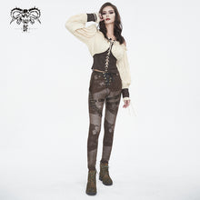 Load image into Gallery viewer, PT24002 Brown Women cloud point stretchy cracked knit leather leggings