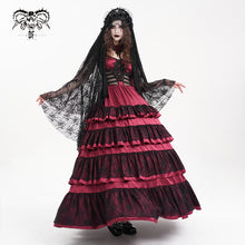 Load image into Gallery viewer, AS204 Gothic flower net tassel long veil