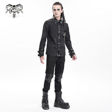 Load image into Gallery viewer, SHT125 Punk pleated stand collar long sleeve shirts