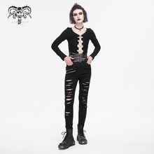 Load image into Gallery viewer, PT221 adjustable buckle waistband ripped women's pants
