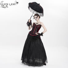 Load image into Gallery viewer, EAS035 Gothic tassel bead chain wooden handle small umbrella