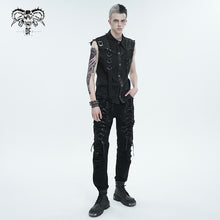 Load image into Gallery viewer, SHT102 leather matching webbing twill Sleeveless men's shirt