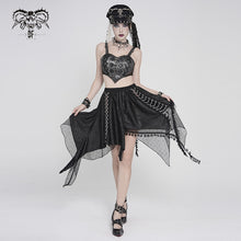 Load image into Gallery viewer, TT308 Punk Faux Leather Woven Heart-Shaped Strappy T-Shirt