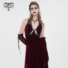 Load image into Gallery viewer, GE02502 Wine velvet strap gloves