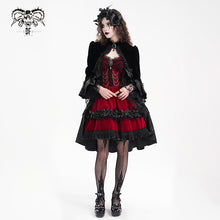 Load image into Gallery viewer, CT243 Reflective lace mesh stand collar gothic velvet women black jacket