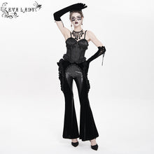 Load image into Gallery viewer, EPT02001 Velvet-knit flared trousers with side ruffles