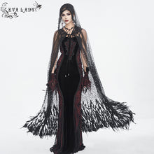 Load image into Gallery viewer, ECA016 Gothic sequined feather hooded women's long cloak