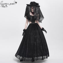 Load image into Gallery viewer, EAS026 Black Skull Rose Mesh Widow Hat