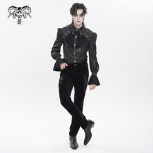 Load image into Gallery viewer, SHT15701 Black Two-Tone Woven Long-Sleeve Gothic Shirts