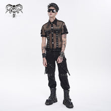 Load image into Gallery viewer, SHT162 Diamond Mesh Punk Shirt with Accordion Pockets Cuffs
