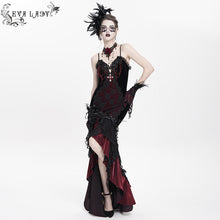 Load image into Gallery viewer, ESKT06302 Red Gothic fishtail dress with suspenders