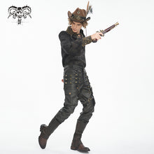 Load image into Gallery viewer, PT24402 Brown Steampunk brush-off leather trousers