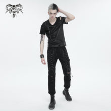 Load image into Gallery viewer, TT249 Tattered Knit Zipper Webbing Men's T-Shirt