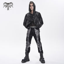 Load image into Gallery viewer, PT295 Gold-Stamped Twill and Faux Leather Paneled Punk Trousers