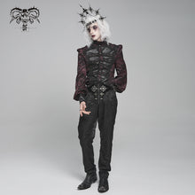 Load image into Gallery viewer, SHT14602 Dark red Gothic two-tone cashew jacquard long-sleeved shirts