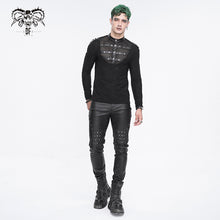 Load image into Gallery viewer, TT260 Punk knitted small stand collar men's T-shirt
