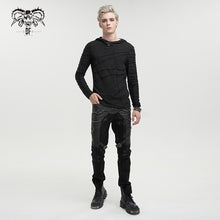 Load image into Gallery viewer, TT158 everyday wear men irregular striped patchwork punk bandage hooded top