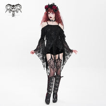 Load image into Gallery viewer, TT298 Tie-dye flocked ruffled Gothic suspender T-shirt