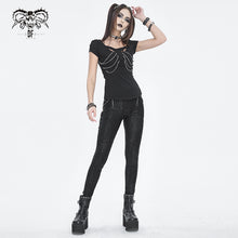 Load image into Gallery viewer, TT264 Tattered Knitted Short Sleeve Women's T-Shirt