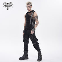 Load image into Gallery viewer, TT316 Branch-Patterned Stretch Knit Hoodie-Style Layered-Look Punk T-Shirt