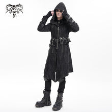 Load image into Gallery viewer, CT251 men Punk ripped woven jacket hooded long coat
