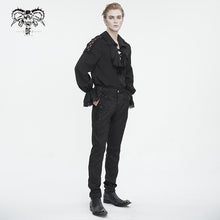 Load image into Gallery viewer, SHT10901 Black Gothic V-neck chiffon shirt for men