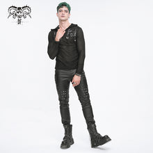 Load image into Gallery viewer, TT262 Punk striped knitted hooded T-shirt