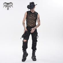 Load image into Gallery viewer, TT320 Distressed Mesh Round Neck Sleeveless Punk T-Shirt