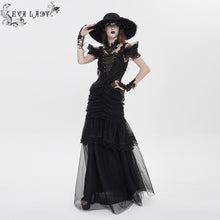 Load image into Gallery viewer, ESKT081 V-Neck Open-Back Mesh Puffy Fishtail Dress