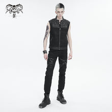 Load image into Gallery viewer, WT075 heat seal backing Cross Pattern Horn Rivet Men's Vest