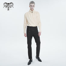 Load image into Gallery viewer, SHT101 Apricot Cotton Linen Jacquard Stand Collar Men's Shirt