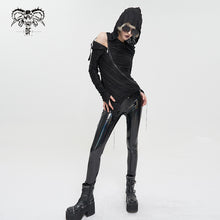Load image into Gallery viewer, TT147 Two-wear basic hooded T-shirt with diagonal zipper