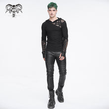 Load image into Gallery viewer, TT251 Punk wild grain knitted hooded men's T-shirt