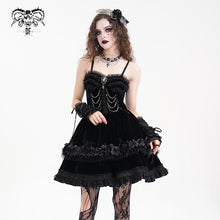 Load image into Gallery viewer, GE03701 Black Rose Flower Mid-Length Strap Gloves