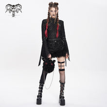 Load image into Gallery viewer, TT295 Punk double-layer mesh turtleneck T-shirt