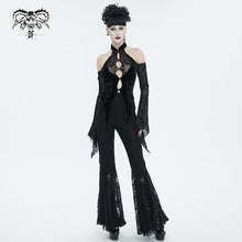 Load image into Gallery viewer, TT239 Inverted five-pointed star flocking strapless long sleeves T-shirt