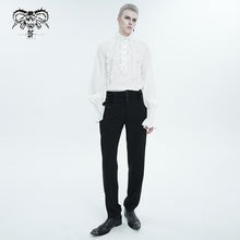 Load image into Gallery viewer, SHT10402 White Chiffon pleated Lace Stand Collar Men's Shirt