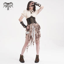 Load image into Gallery viewer, AS197 Steampunk women Distressed leather corset with metal eyelets