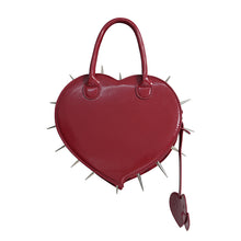Load image into Gallery viewer, AS31502 Red Punk-style glossy bag with heart and bow details