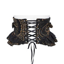 Load image into Gallery viewer, AS299 Black and Apricot Paisley Gothic Waist Belt