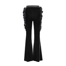 Load image into Gallery viewer, EPT02001 Velvet-knit flared trousers with side ruffles