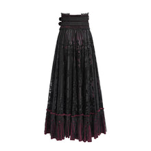Load image into Gallery viewer, ESKT07002 Wine Gothic 3D velvet flower pattern skirt with corset
